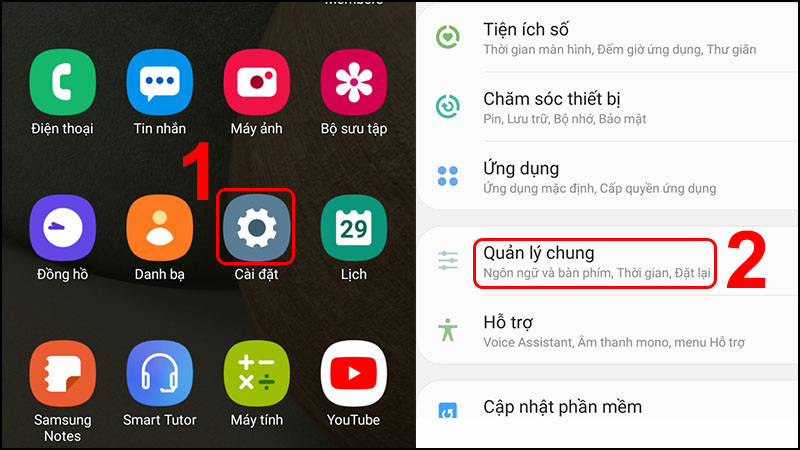 Thực hiện cài đặt ngày giờ trên điện thoại Samsung