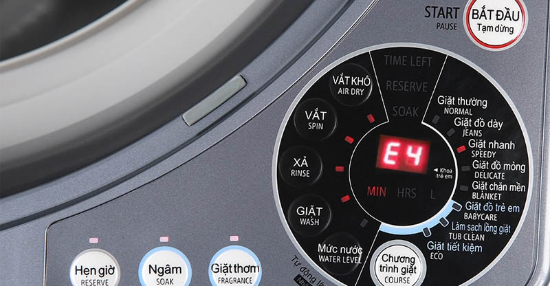 Lỗi e4 máy giặt sharp