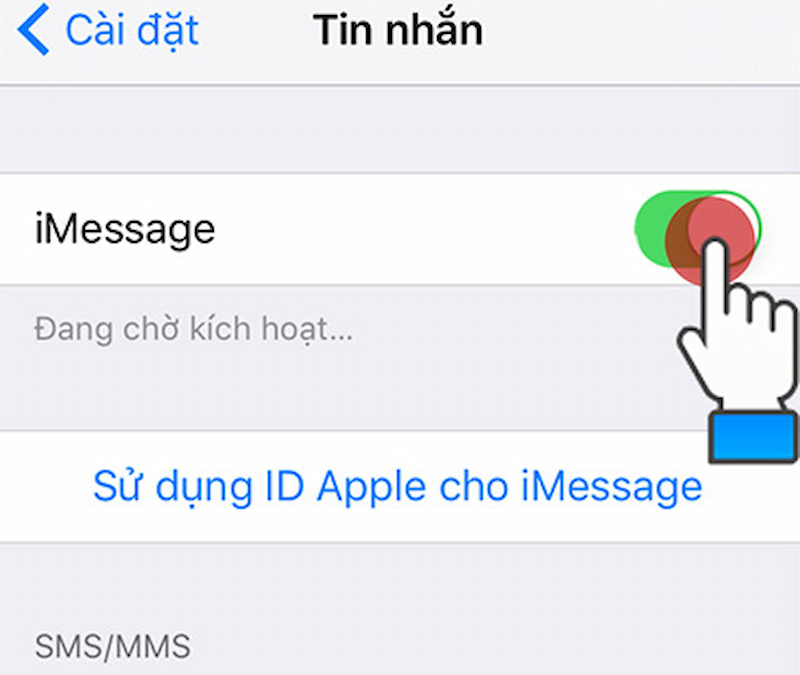 Nhấn bật tính năng iMessage 