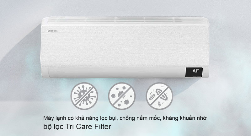 Máy lạnh có khả năng lọc bụi, chống nấm mốc, kháng khuẩn nhờ bộ lọc Tri Care Filter
