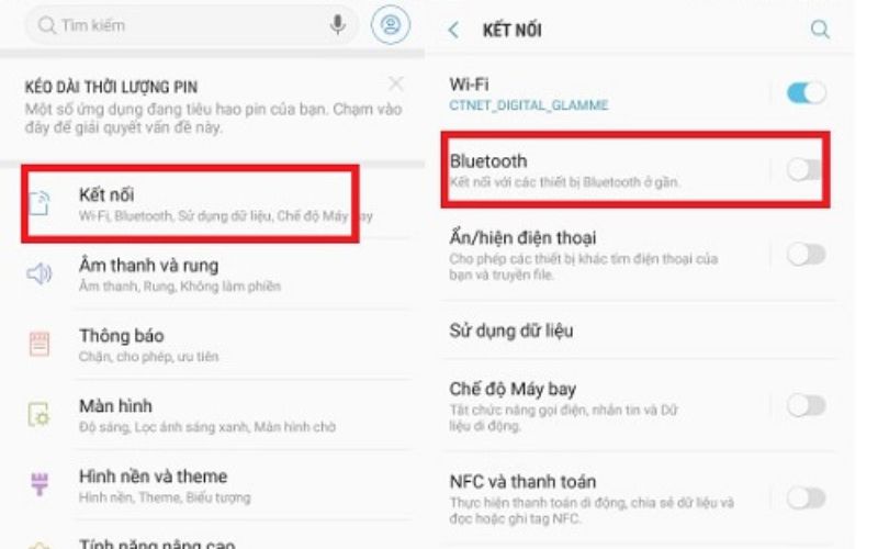 Vào Bluetooth để xóa lịch sử kết nối trên android