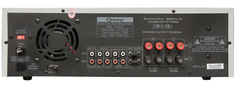 Hệ thống các cổng kết nối thường tích hợp phía sau amply