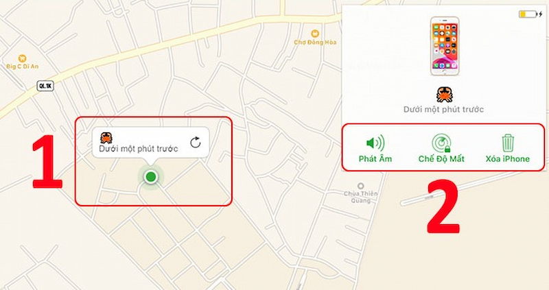 Các tùy chọn hỗ trợ tìm điện thoại iPhone khi bị mất