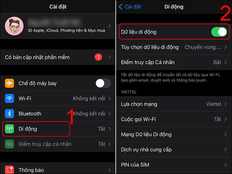 Cách bật 3G trên iPhone khi truy cập Cài đặt điện thoại