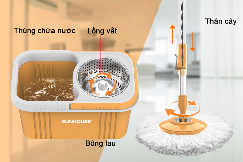 Cấu tạo của bộ lau nhà 360 độ