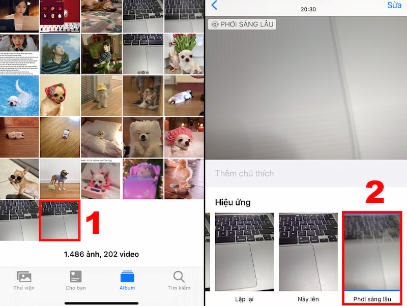 Chỉnh ảnh phơi sáng lâu bằng Live Photos trên iPhone