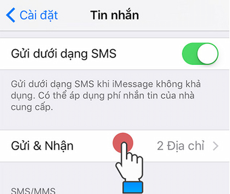 Chọn Gửi và nhận