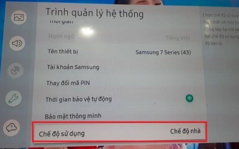Chọn chế độ nhà trong mục chế độ sử dụng