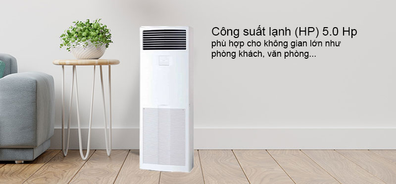 Có công suất 5.0 Hp, máy lạnh phù hợp cho không gian từ 64 - 67 m² (192 - 201 m³).