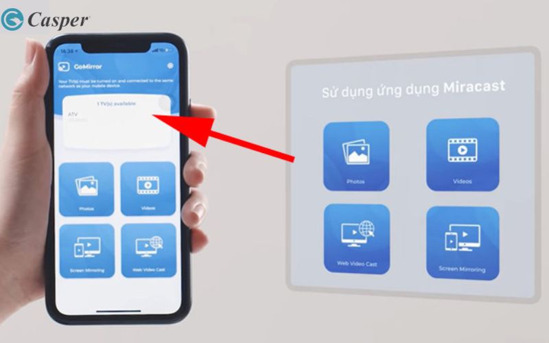 Giao diện ứng dụng Miracast