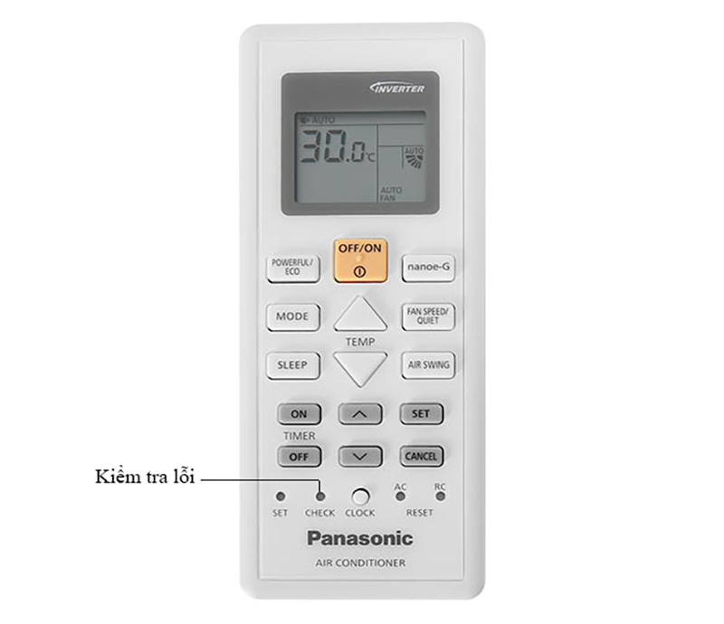 Kiểm tra lỗi bằng remote của máy lạnh Panasonic.