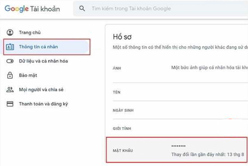 Hướng dẫn thay đổi mật khẩu Gmail trên máy tính