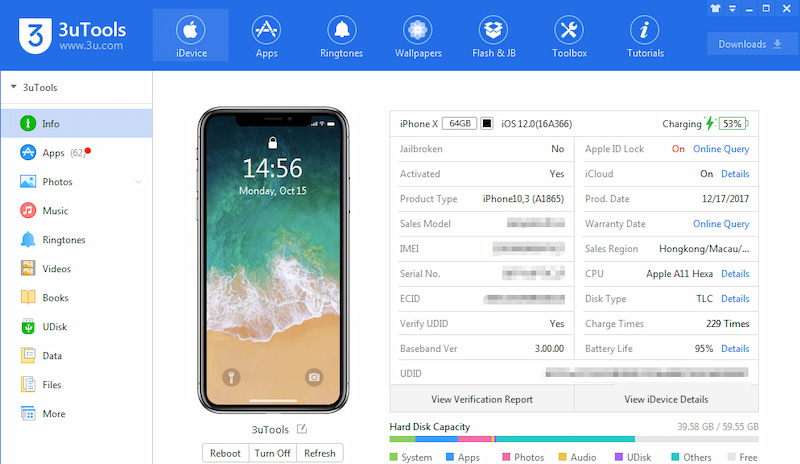 Dùng ứng dụng 3uTool để kiểm tra số lần sạc pin Iphone