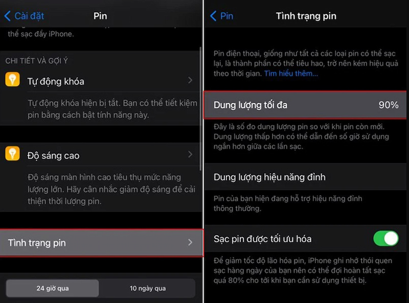 Các bước xem tình trạng pin của iPhone