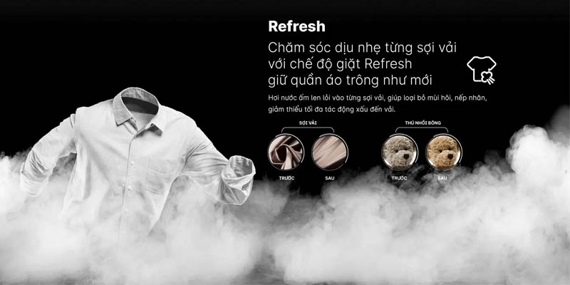 Làm mới quần áo bằng hơi nước với công nghệ Refresh