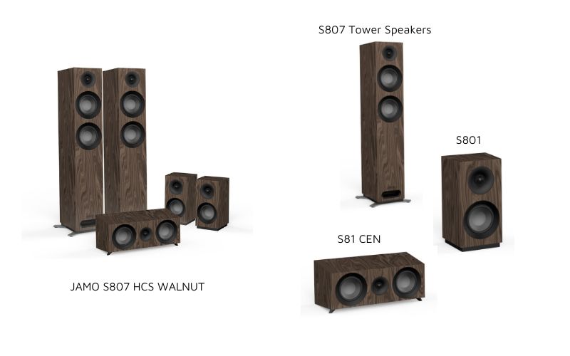 Bộ loa S807 HCS Walnut thuộc dòng Studio 8 vừa ra mắt của Jamo
