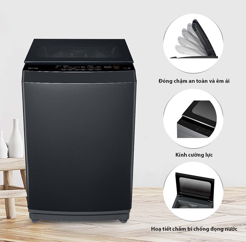 Nắp kính cường lực bo tròn với hỗ trợ đóng chậm an toàn và êm ái