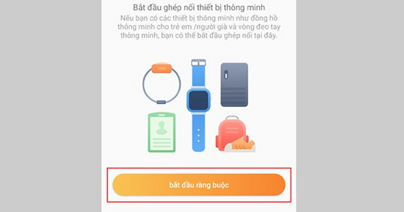 Nhấn bắt đầu ràng buộc để thiết lập kết nối 