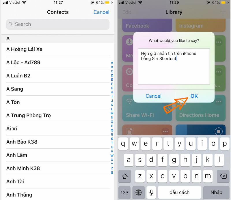 Nhập nội dung tin nhắn để hẹn giờ gửi tin nhắn trên iPhone