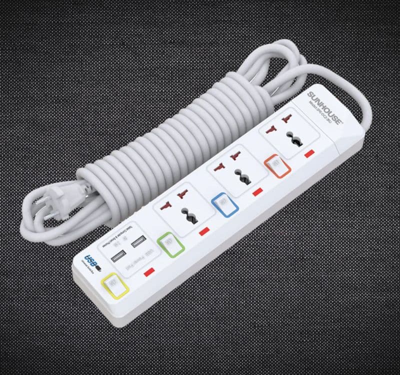 Ổ cắm điện Sunhouse SHE-OC2-3RU làm bằng chất liệu cao cấp