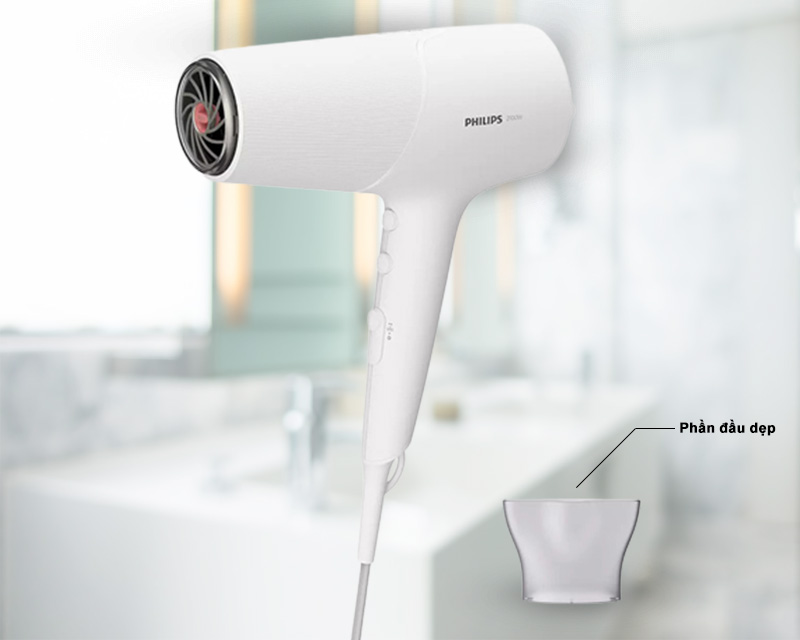 Phần đầu dẹp đi kèm giúp dễ dàng tạo kiểu