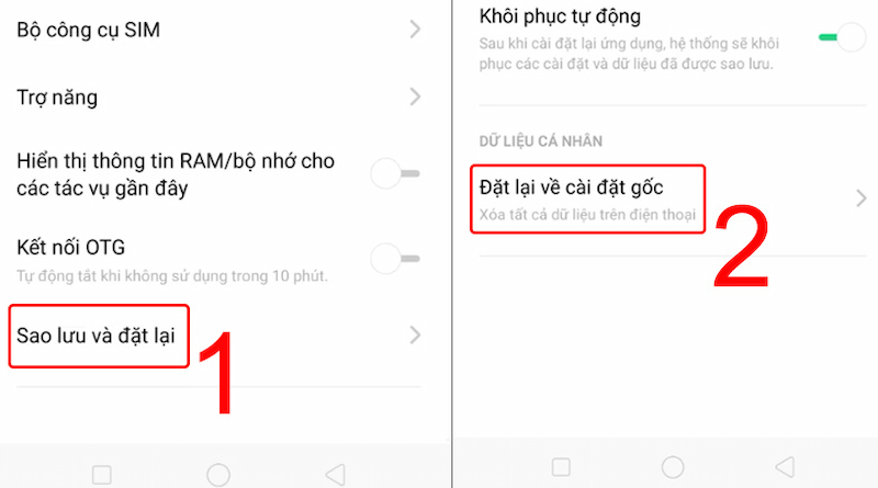 Reset điện thoại OPPO để sửa lỗi không kết nối được Wi-fi