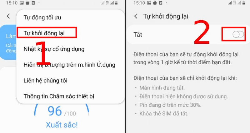 Tắt chế độ tự khởi động lại trên điện thoại Android