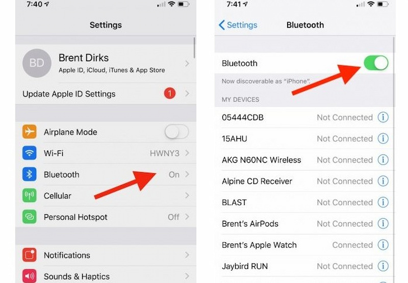 Tắt và bật lại Bluetooth iPhone