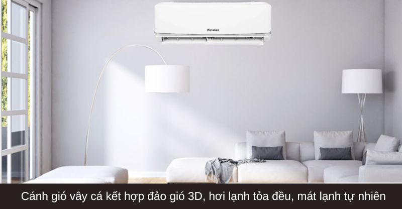 Thiết kế cánh đảo gió hình vây cá tạo luồng khí êm ái, dịu nhẹ 
