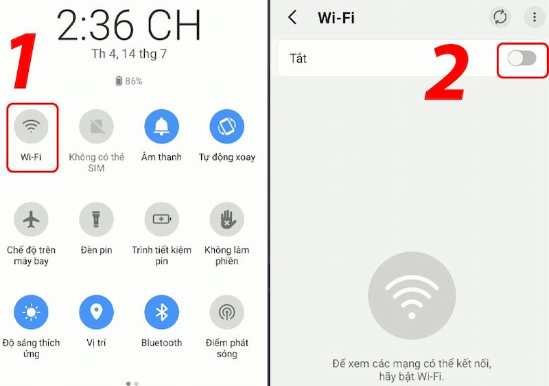 Thử tắt và bật lại Wi-fi trên điện thoại OPPO