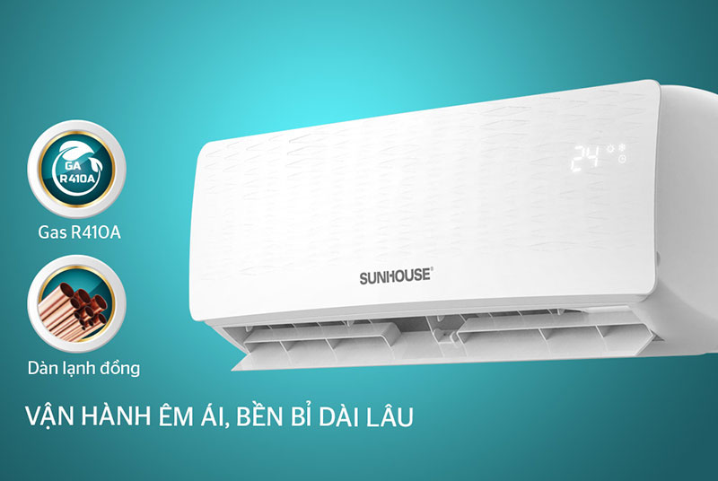 Dàn lạnh đồng và gas R410A.