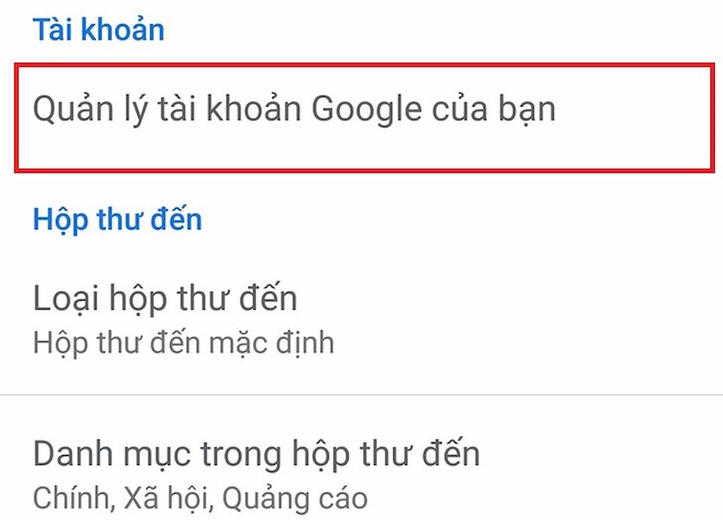 Vào Quản lý tài khoản Google của bạn để thay đổi mật khẩu