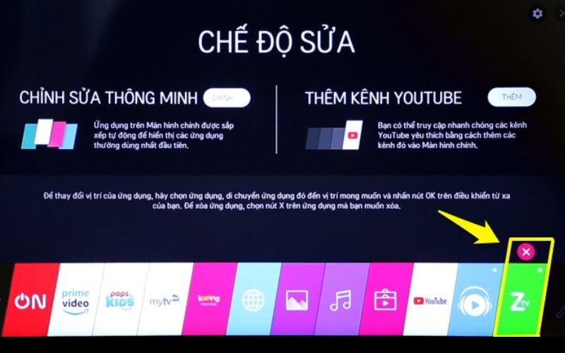 Chọn vào biểu tượng dấu (x) bên trên ứng dụng để xóa