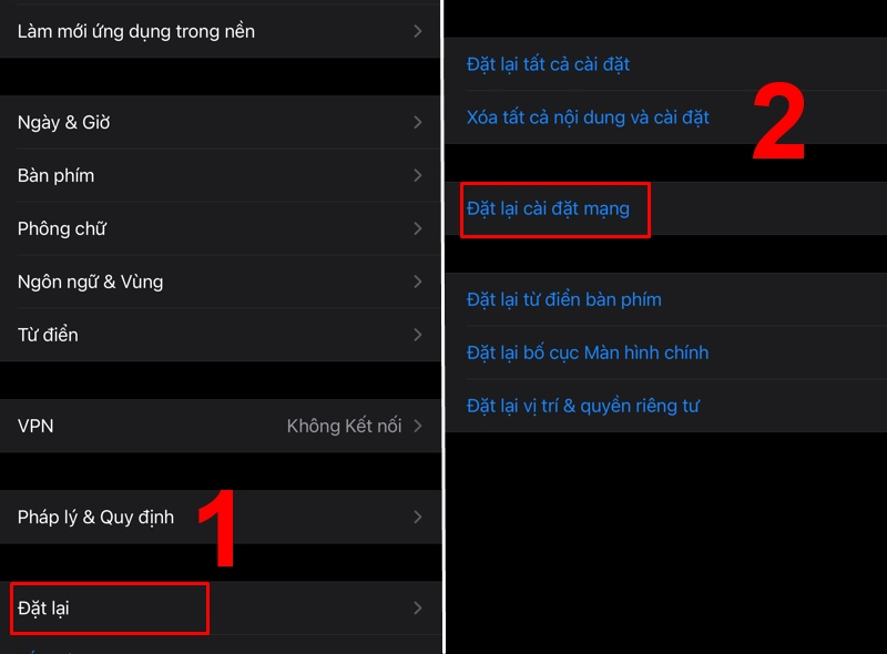 Các bước thiết lập lại cài đặt mạng