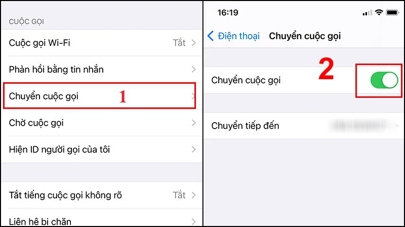Các bước tắt chế độ chuyển tiếp cuộc gọi