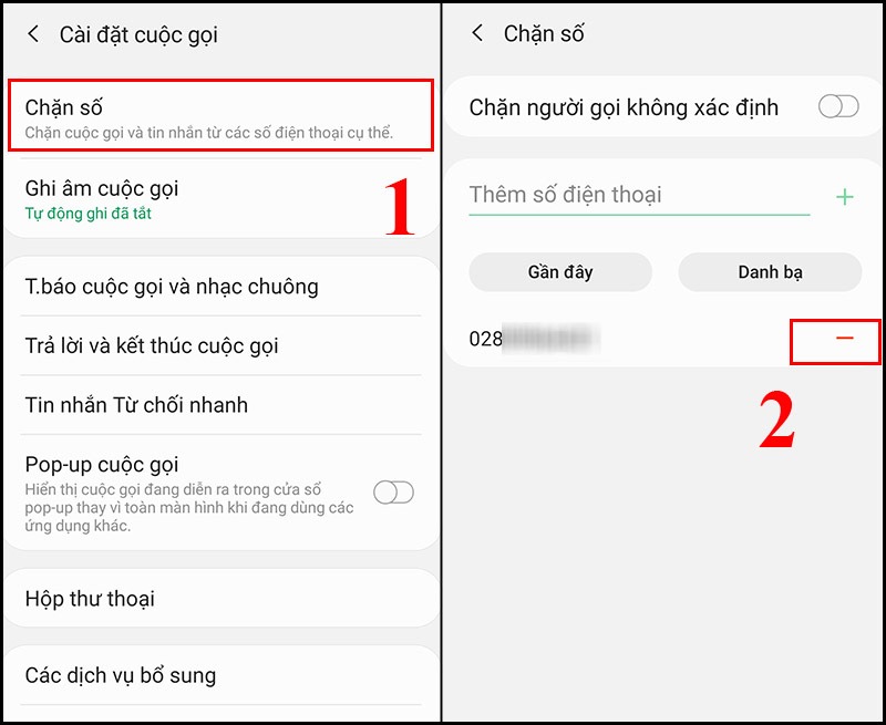 Chặn cuộc gọi từ những người lạ