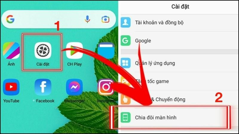 cách chia đôi màn hình OPPO