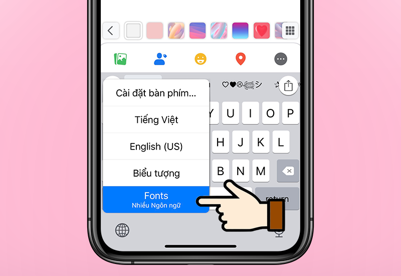 Nhấn vào Fonts để đổi font chữ