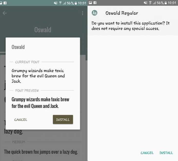 Cài đặt font chữ Oswald