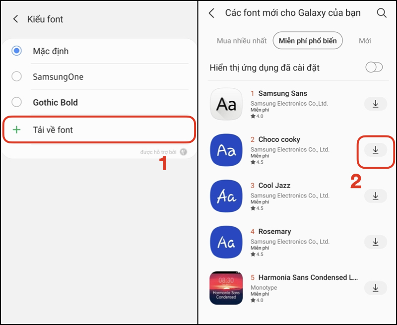 Tải xuống các kiểu mẫu font khác
