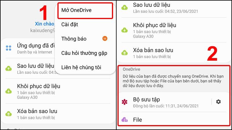 Vào Mở OneDrive rồi mới tiến hành tích hợp dịch vụ