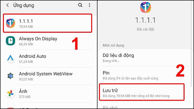 Chọn ứng dụng bạn muốn xóa và vào mục Lưu trữ