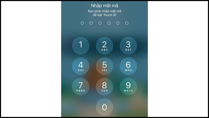 màn hình nhập mật khẩu