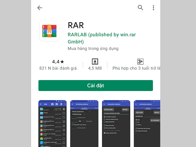 Tải ứng dụng RAR trên CH Play