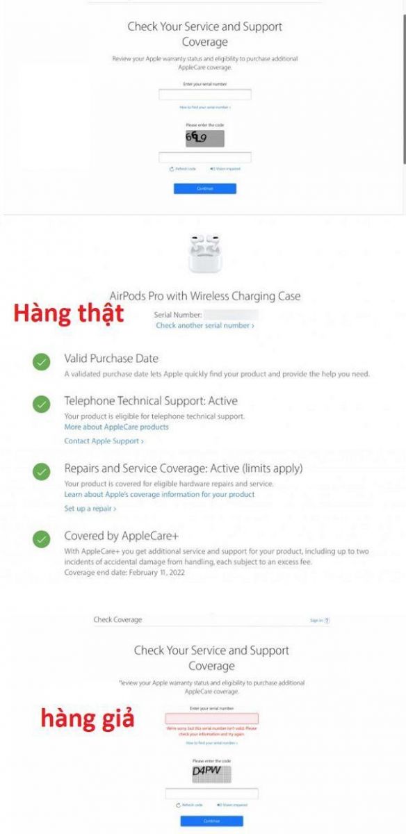 Cách phân biệt airpod thật và giả