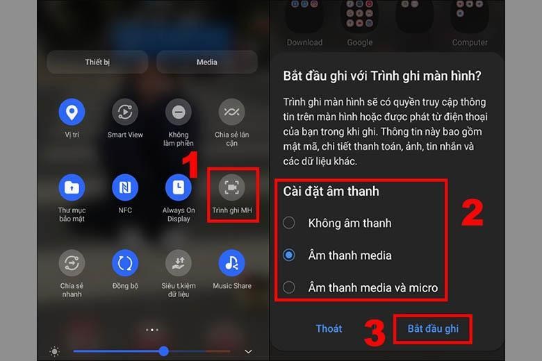 Các bước quay màn hình với Trình ghi màn hình trên điện thoại Samsung