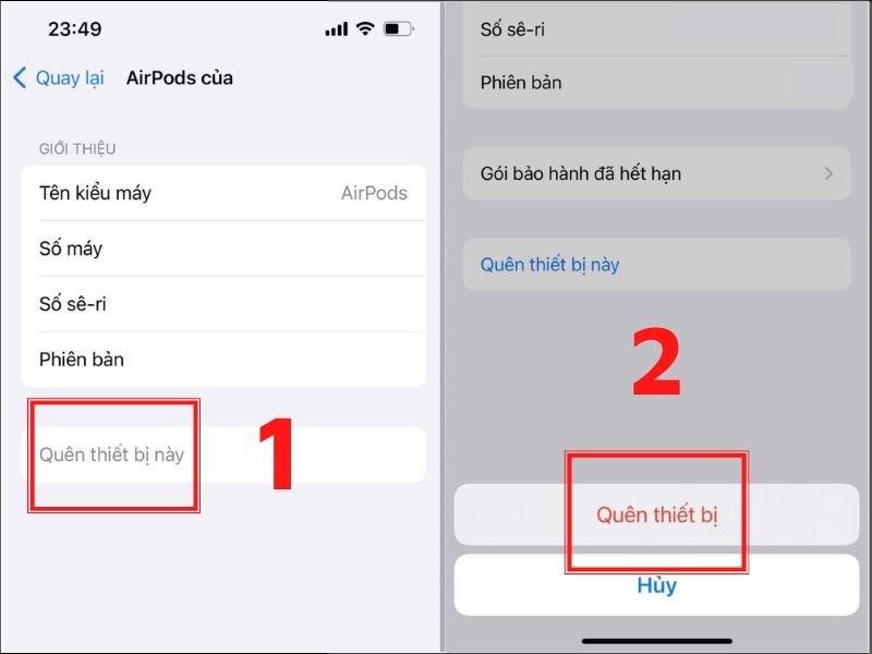 Nhấn chọn "Quên thiết bị này"