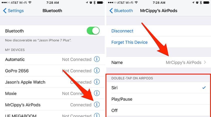 Các bước thiết lập tính năng AirPod sau khi kết nối
