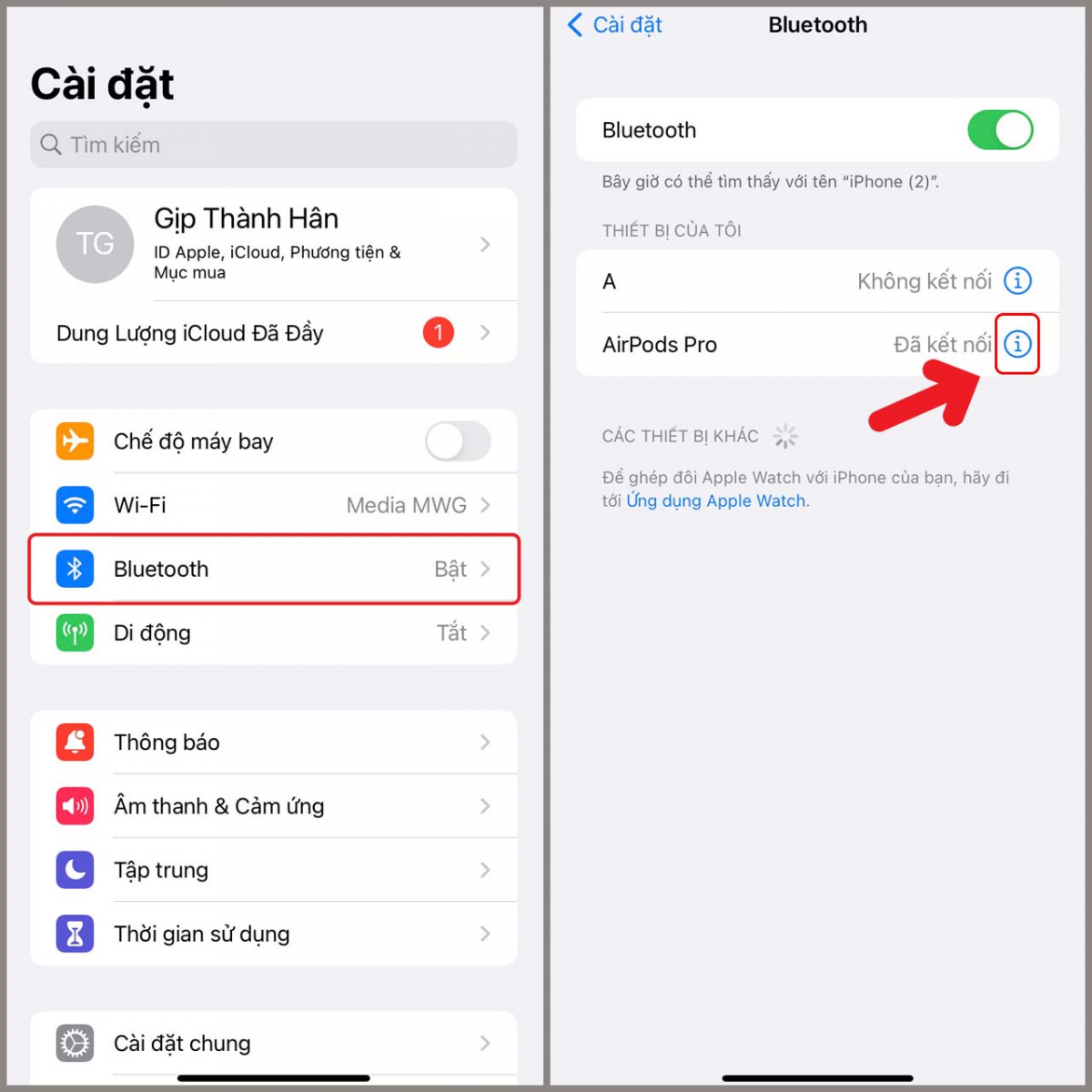 Cách tăng âm lượng Airpod