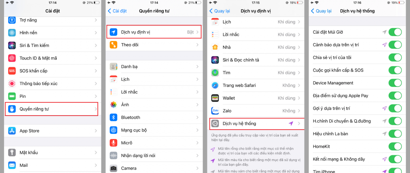 Cách tắt định vị iPhone trên các dịch vụ hệ thống